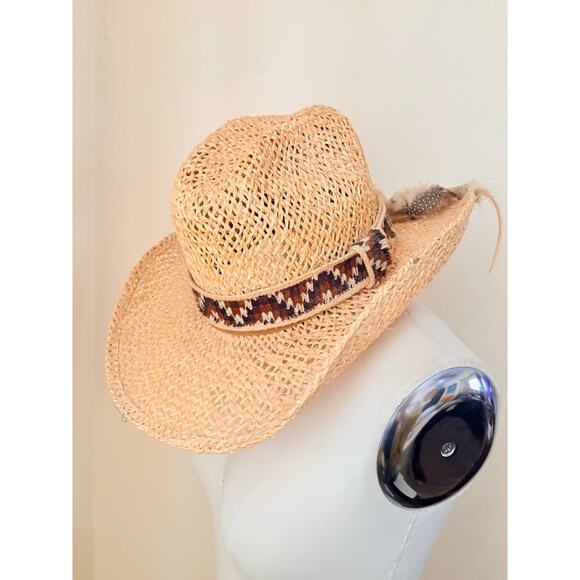 VTG Larry Mahan\'s Collection Straw Cowboy Hat Size 7 1/8 Western Made in Texas main image 8